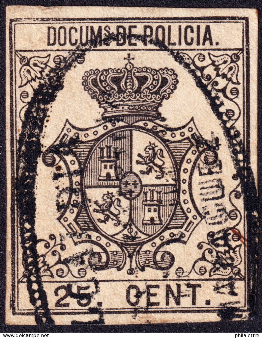 ESPAGNE / ESPANA - COLONIAS (Cuba & Puerto-Rico) 1865 "DOCUMENTOS DE POLICIA" Fulcher 205 25c Negro - Usado - Kuba (1874-1898)