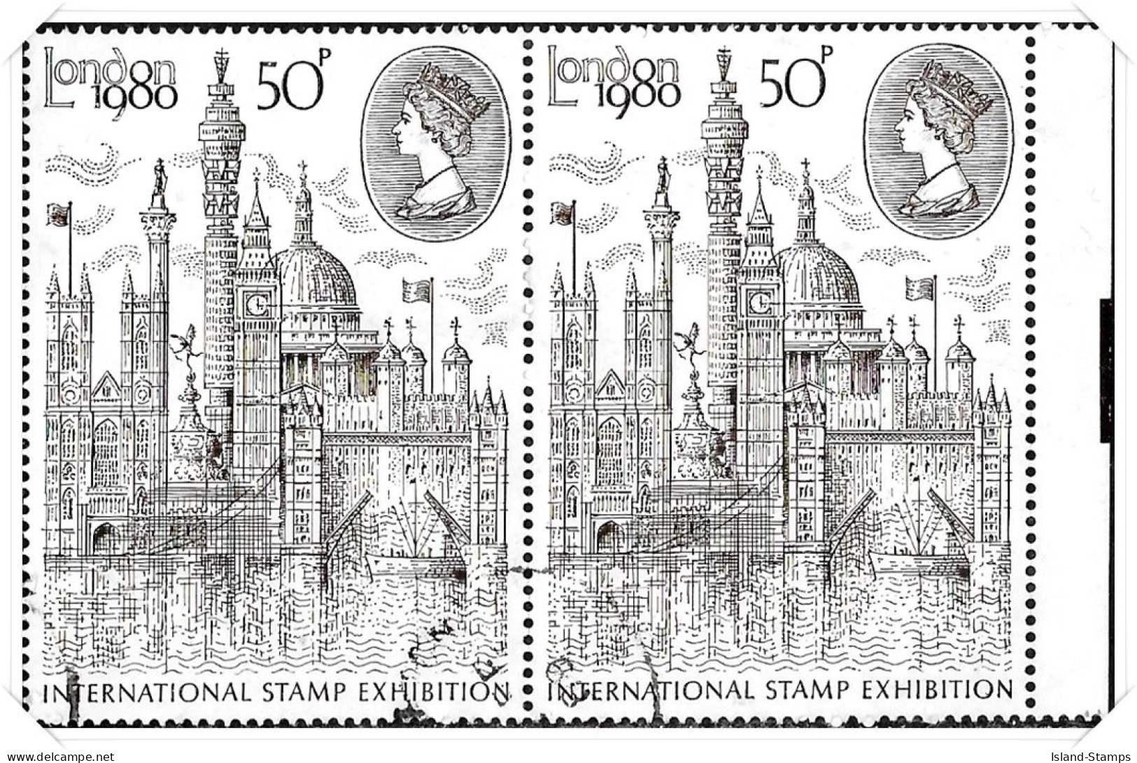 1980 London Exhibition 50p Pair Fine Used Hrd3a - Oblitérés