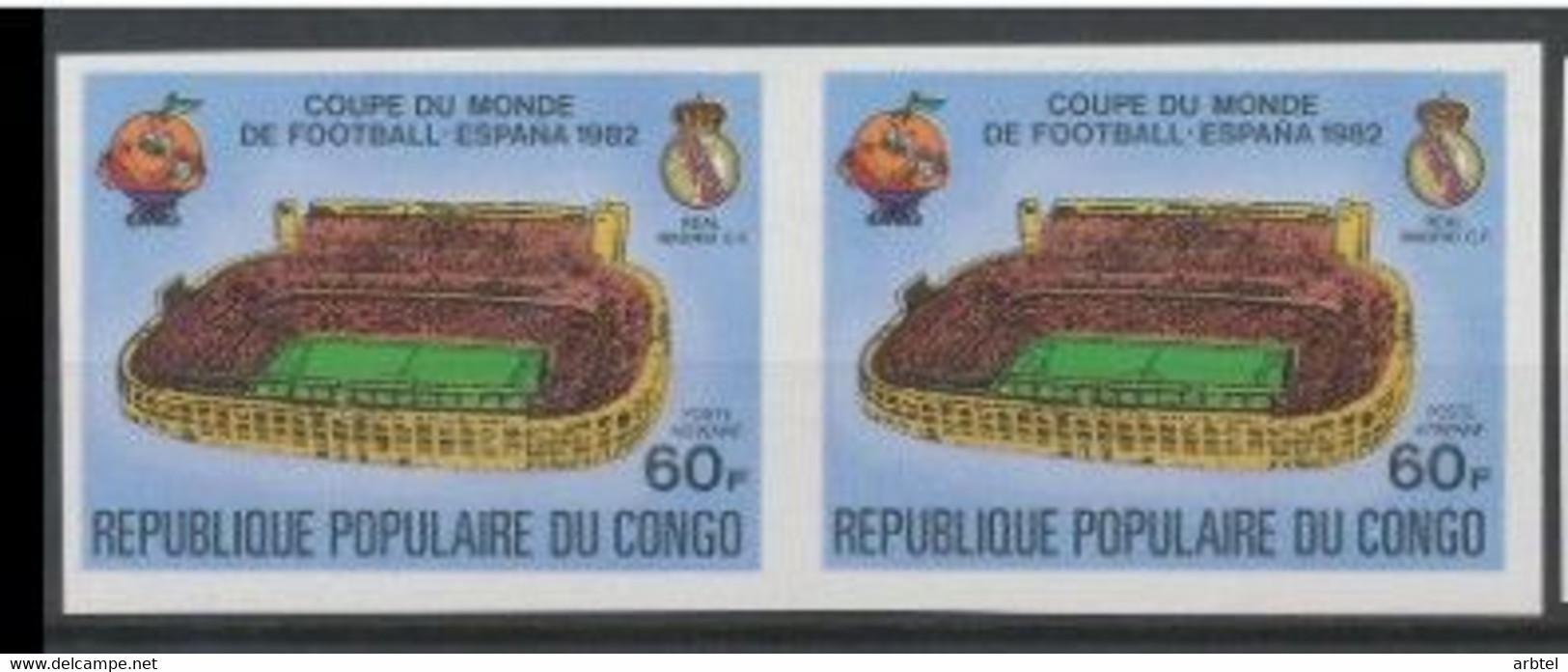 CONGO SIN DENTAR IMPERFORATE FUTBOL ESPAÑA 82 FOOTBALL CAMPO REAL MADRID - Beroemde Teams