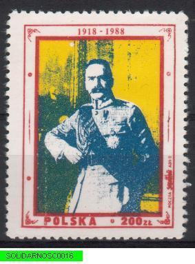 POLAND SOLIDARNOSC 1918-1988 PILSUDSKI (SOLID0016/0590) - Viñetas Solidarnosc