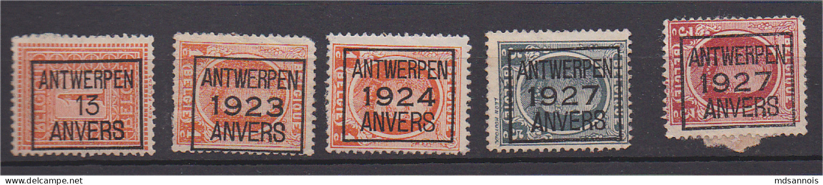 Belgique Préoblitéré Lot De 5 Timbres Anvers - Autres & Non Classés