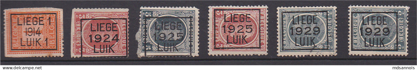 Belgique Préoblitéré Lot De 6 Timbres Liège - Altri & Non Classificati