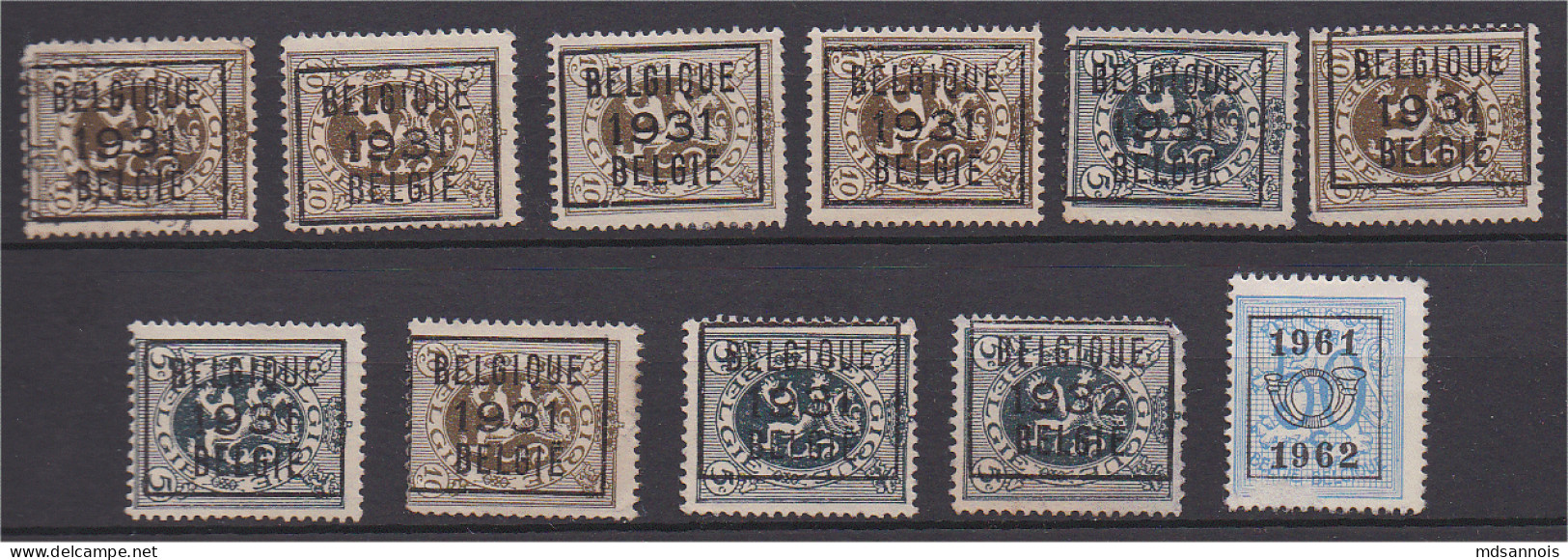 Belgique Préoblitéré Lot De 11 Timbres Belgique - Other & Unclassified