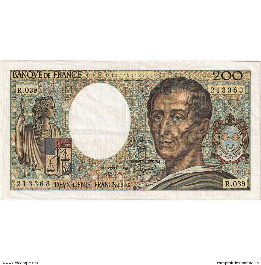 France, 200 Francs, Montesquieu, 1986, R.039, SUP, Fayette:70.6, KM:155a - 200 F 1981-1994 ''Montesquieu''