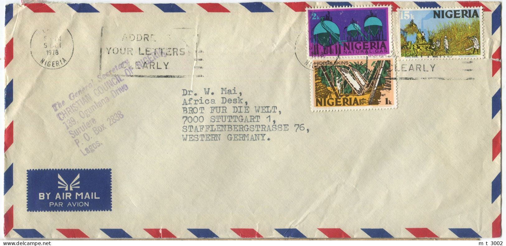 Cover Nigeria 1978 Lagos Hides & Skins Natural Gas Sugar - Nigeria (1961-...)