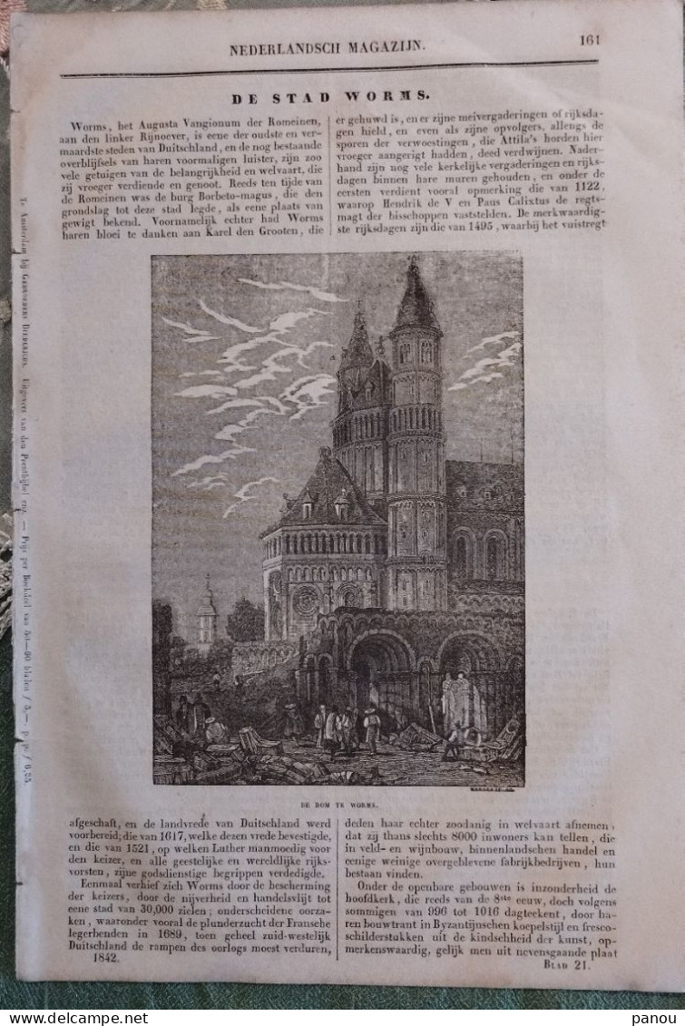 NEDERLANDSCH MAGAZIJN 1842. Worms Cathedral, Wormser Dom. Château De Chambord Loir-et-Cher - Other & Unclassified