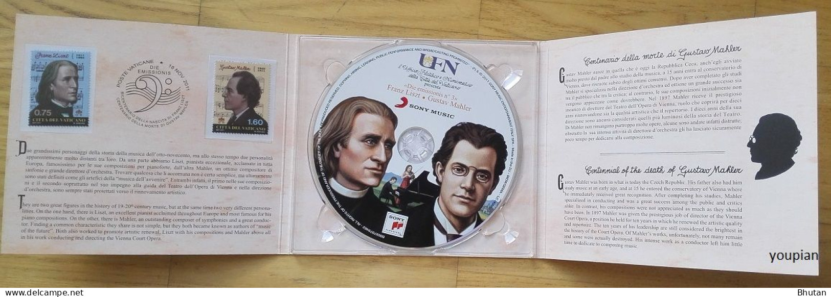 Vatican 2011, Franz Liszt And Gustav Mahler, CD With MNH Stamps Set - Unused Stamps
