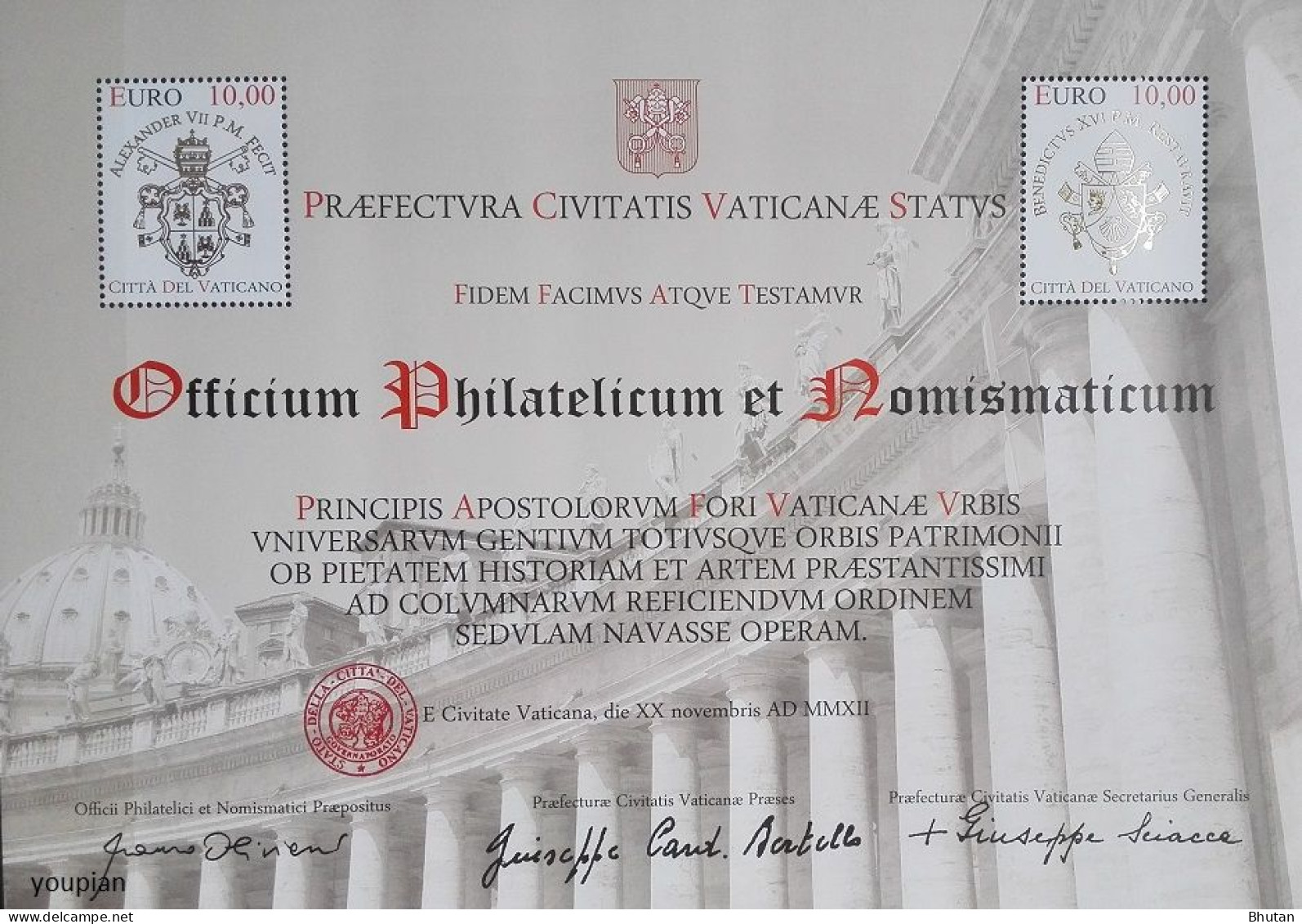 Vatican 2012, Restoration Of Colonna, MNH Unusual S/S - Unused Stamps