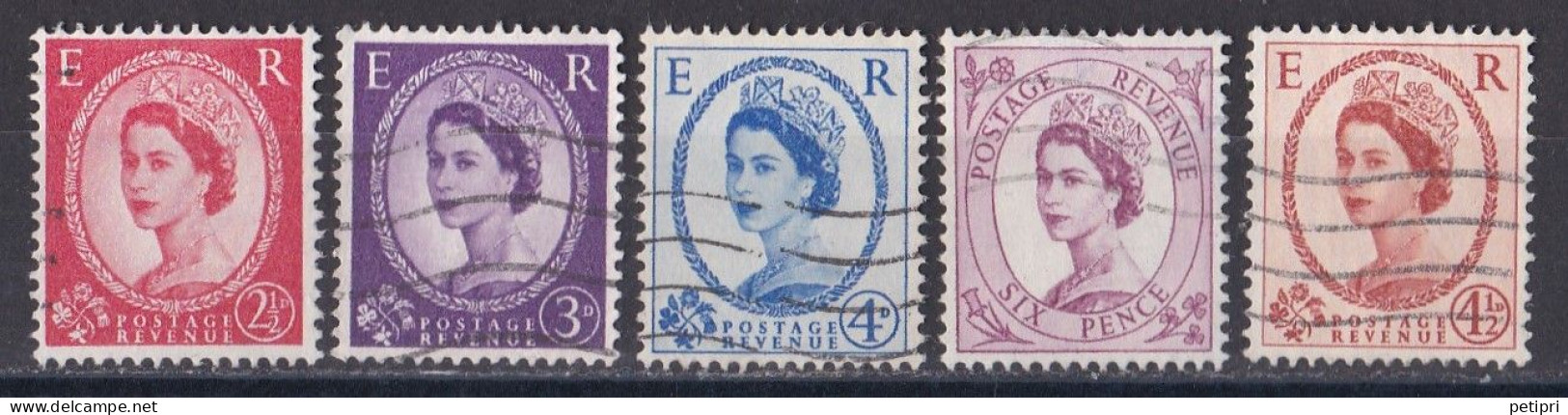 Grande Bretagne - 1952 - 1971 -  Elisabeth II -  Y&T N °  266   267   268   270   333   Oblitérés - Oblitérés