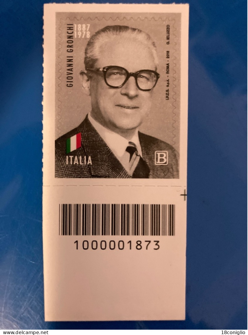 Italia 2018 Codice A Barre 1873 Giovanni Gronchi - Bar Codes