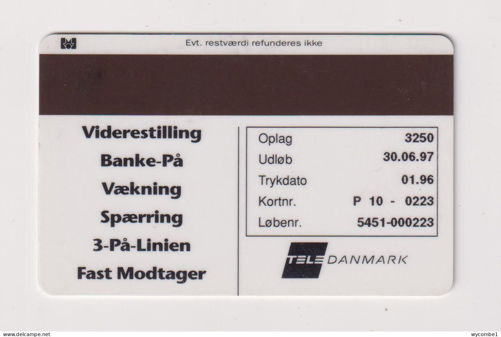 DENMARK  - Fingerprint  Magnetic Phonecard - Danemark