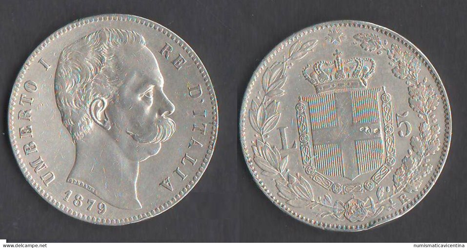 Italia Regno 5 Lire 1879 Re Umberto I° Italie Italy Silver Coin - 1878-1900 : Umberto I