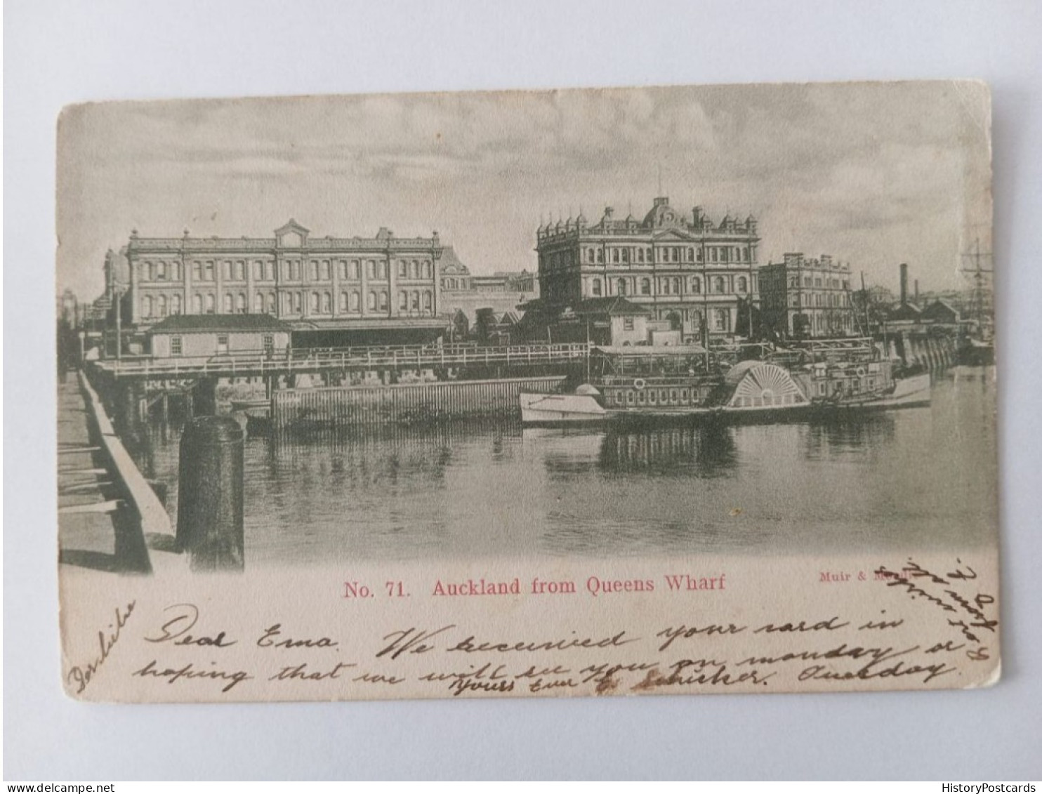 Auckland From Queen Wharf, Paddle Steamer, New Zealand, Inglewood, 1906 - Nueva Zelanda