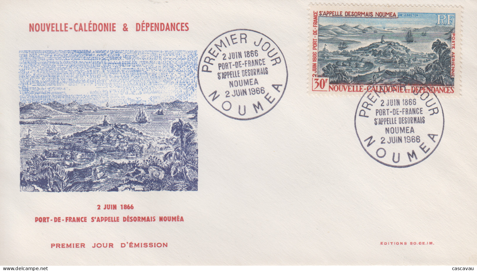 Enveloppe   FDC  1er Jour   NOUVELLE CALEDONIE    Centenaire   De   NOUMEA   1966 - FDC