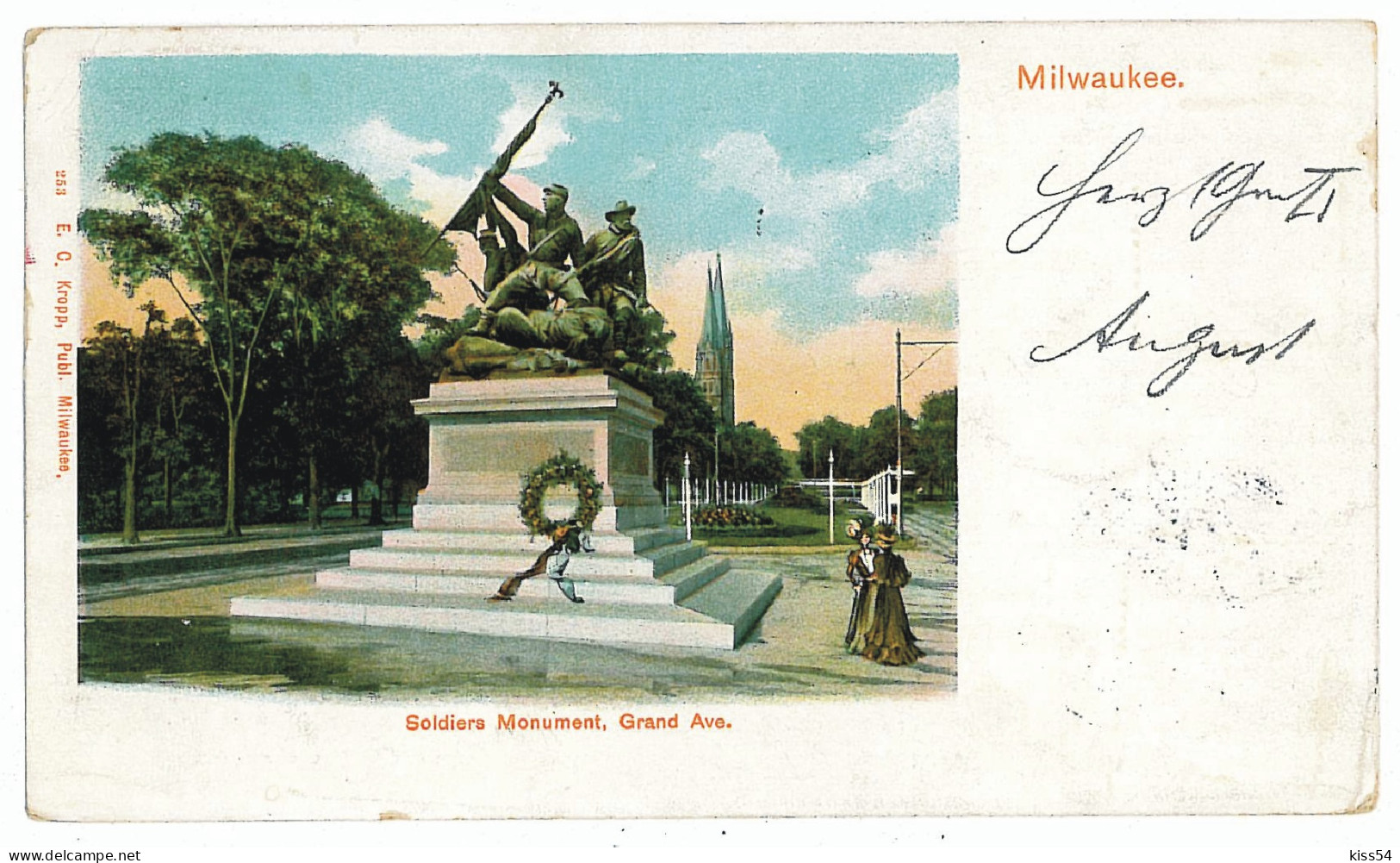 US 16 -  6050 MILWAUKEE, USA, Litho, Soldiers Monument - Old Postcard - Used - 1901 - Milwaukee