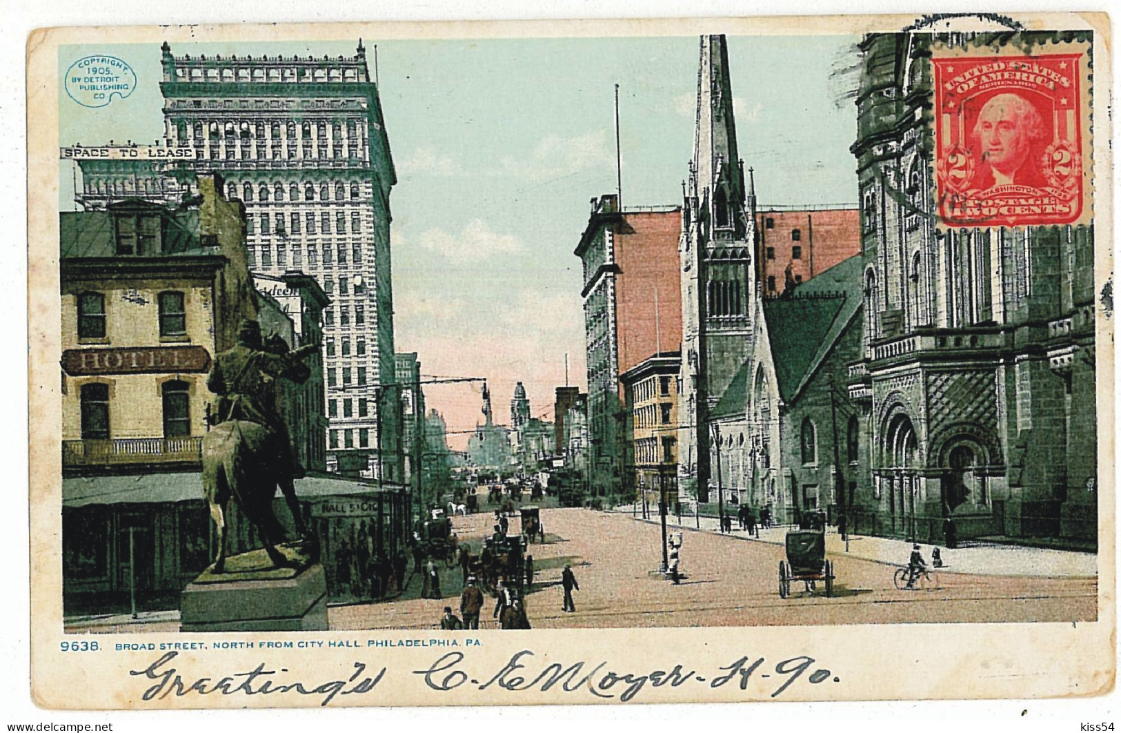 US 16 - 6052 PHILADELPHIA, USA, Broad Street - Old Postcard - Used - 1908 - Philadelphia