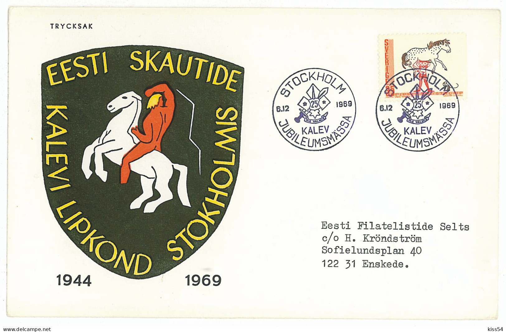 SC 04 - 220-a SWEDEN, Scout - Cover - Used - 1969 - Covers & Documents