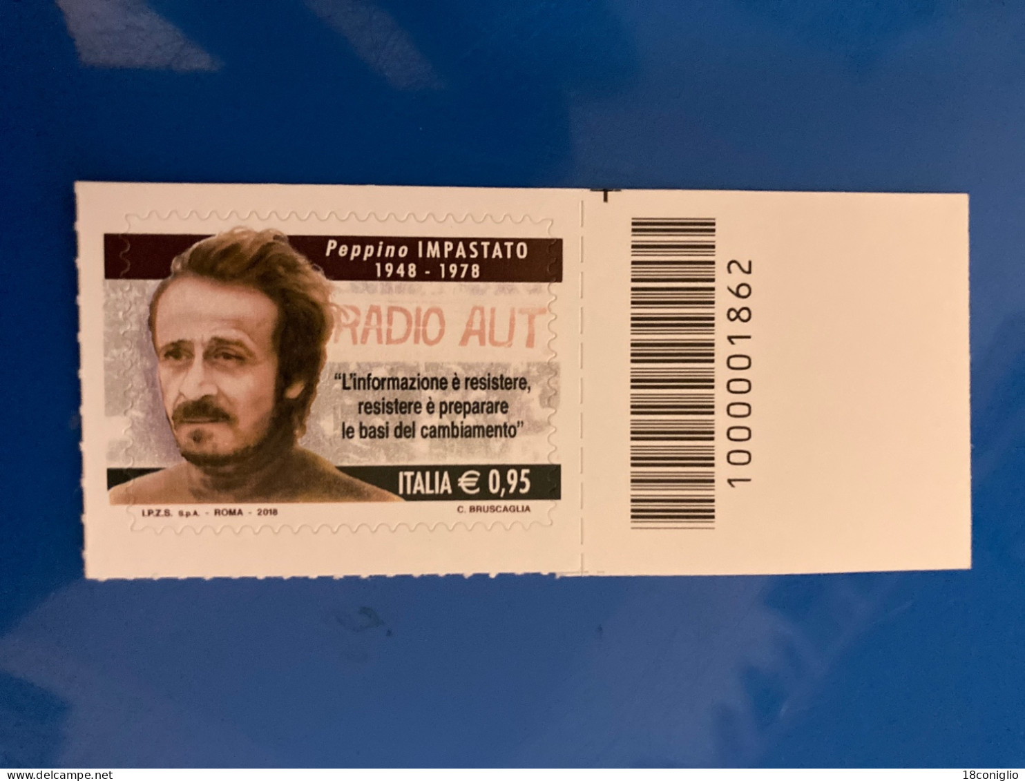 Italia 2018 Codice A Barre 1862 Peppino Impastato - Barcodes
