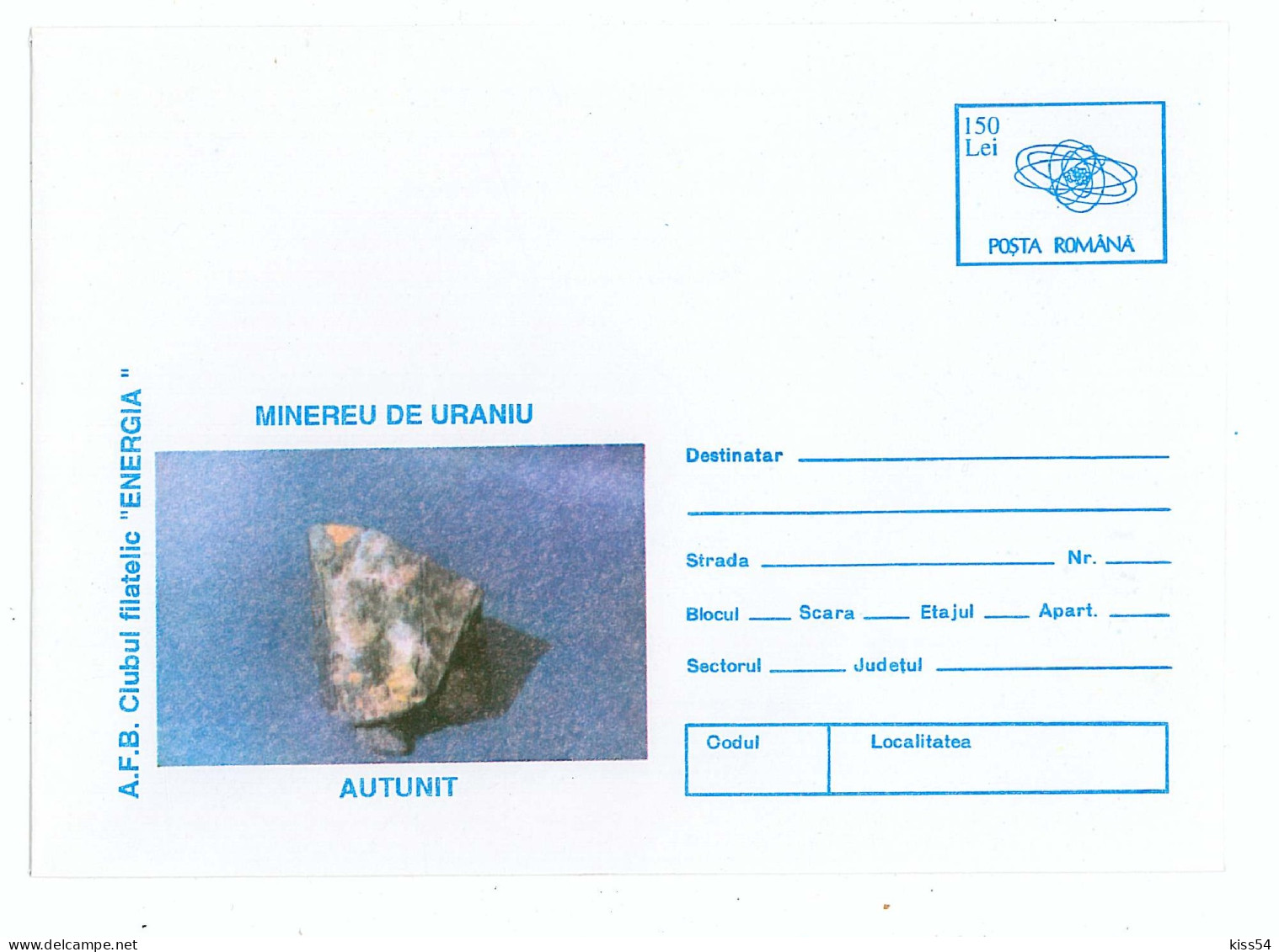 IP 96 A - 77 MINERALOGY, Mineral Uranium - Stationery - Unused - 1996 - Minerales