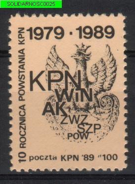 POLAND SOLIDARNOSC KPN 1989 10TH ANNIV OF FORMATION OF KPN EAGLE (SOLID0025/0071(2)) - Solidarnosc-Vignetten