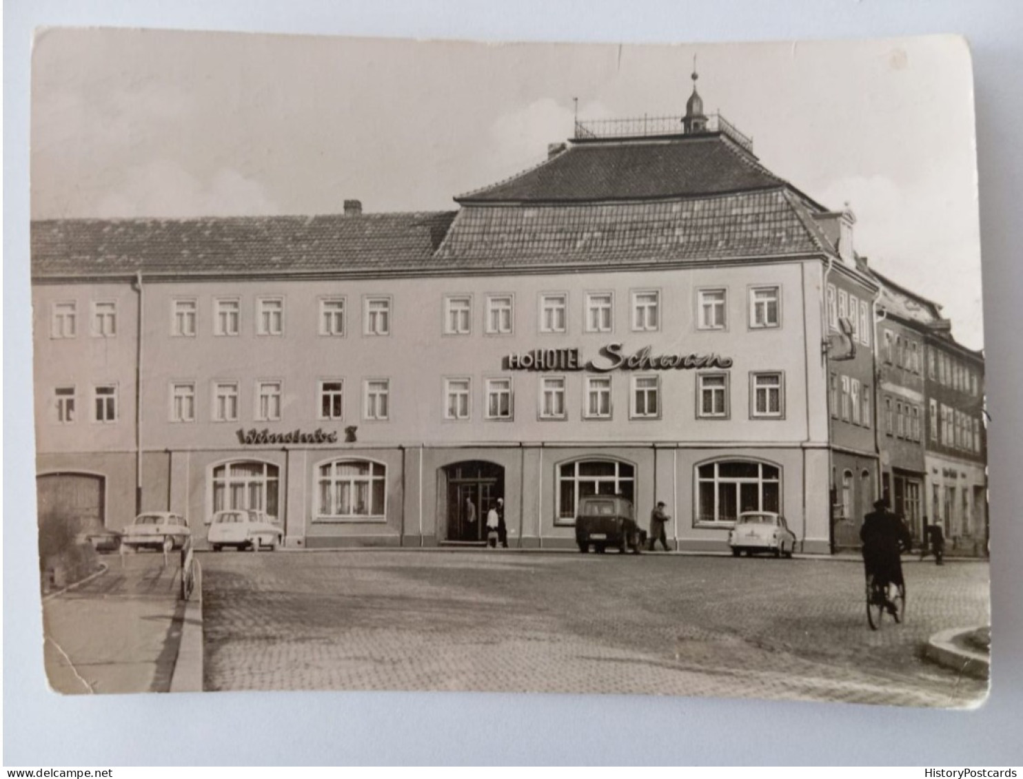 Bad Langensalza, HO-Hotel "Schwan", Alte Autos, 1972 - Bad Langensalza