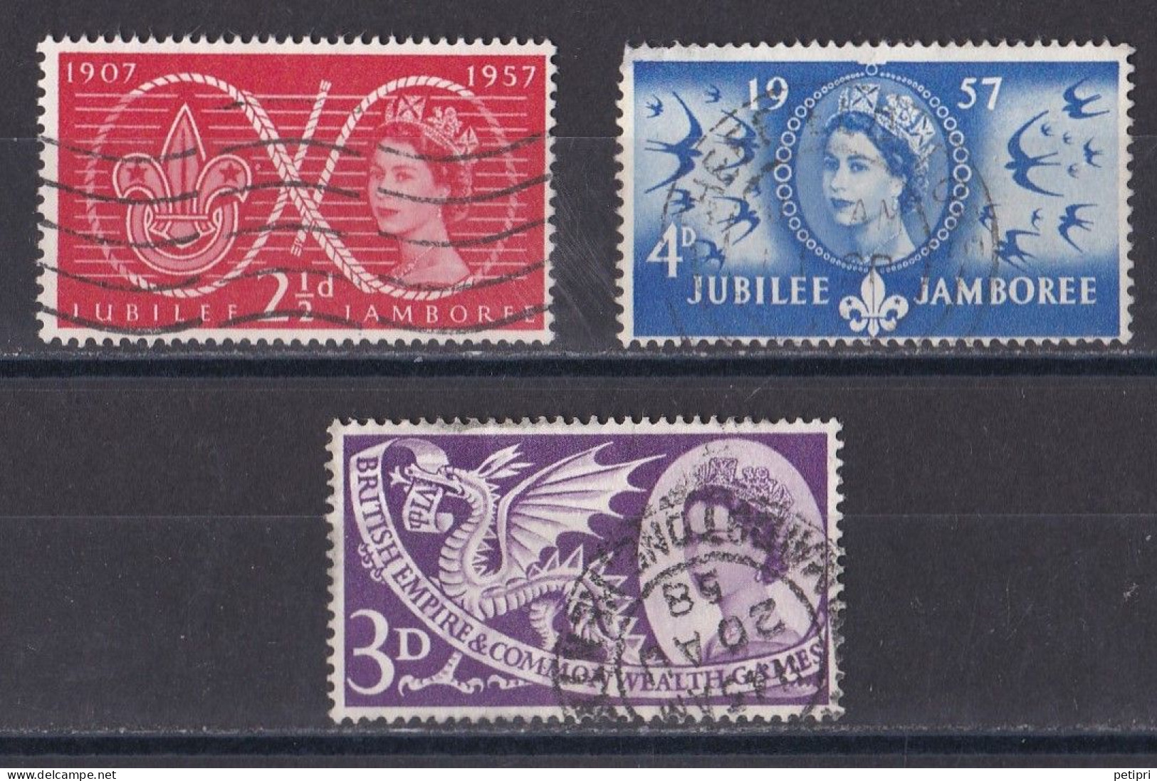 Grande Bretagne - 1952 - 1971 -  Elisabeth II -  Y&T N °  302   303   312  Oblitérés - Used Stamps