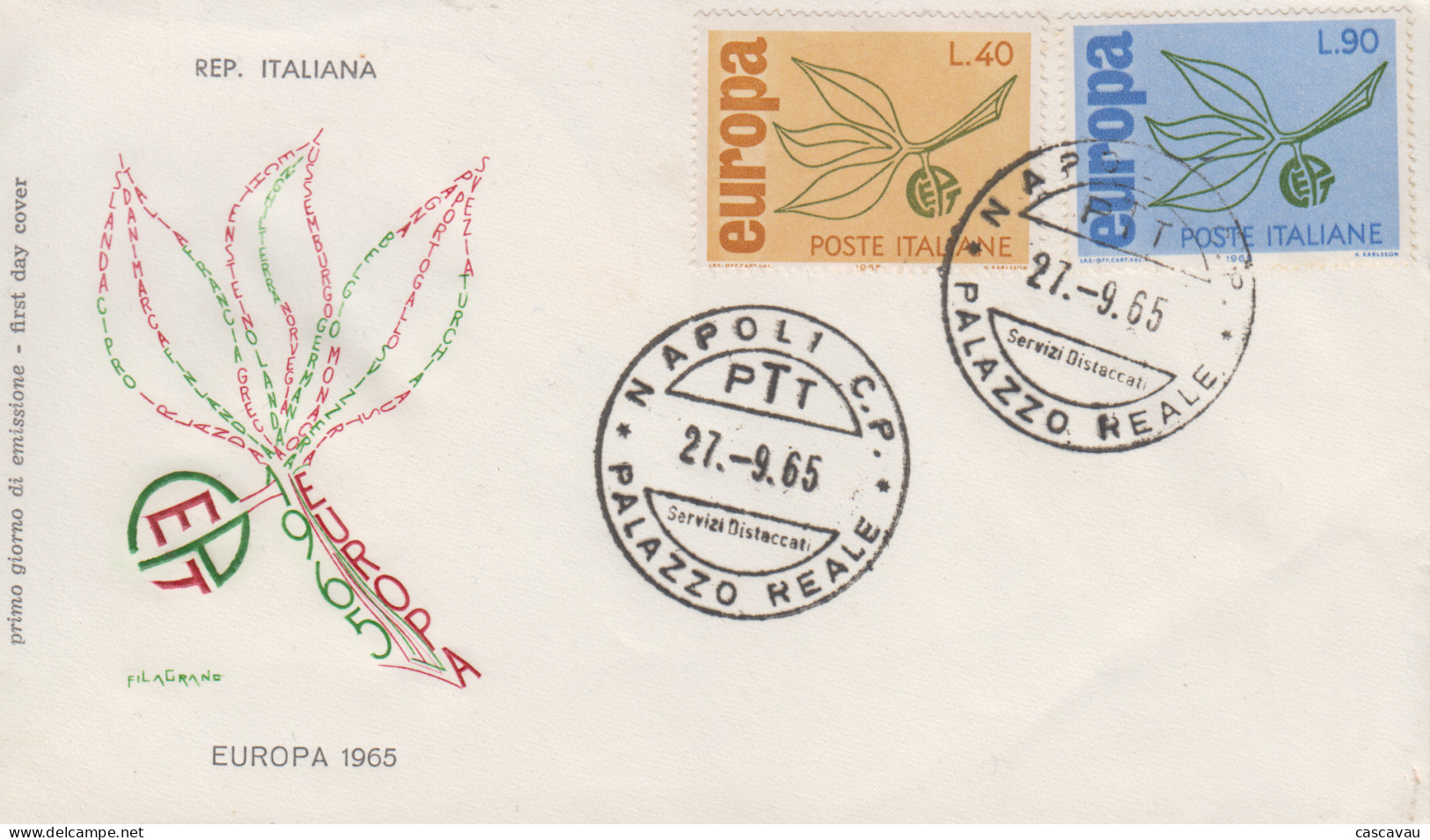 Enveloppe  FDC   1er  Jour   ITALIE    Paire   EUROPA    1965 - 1965