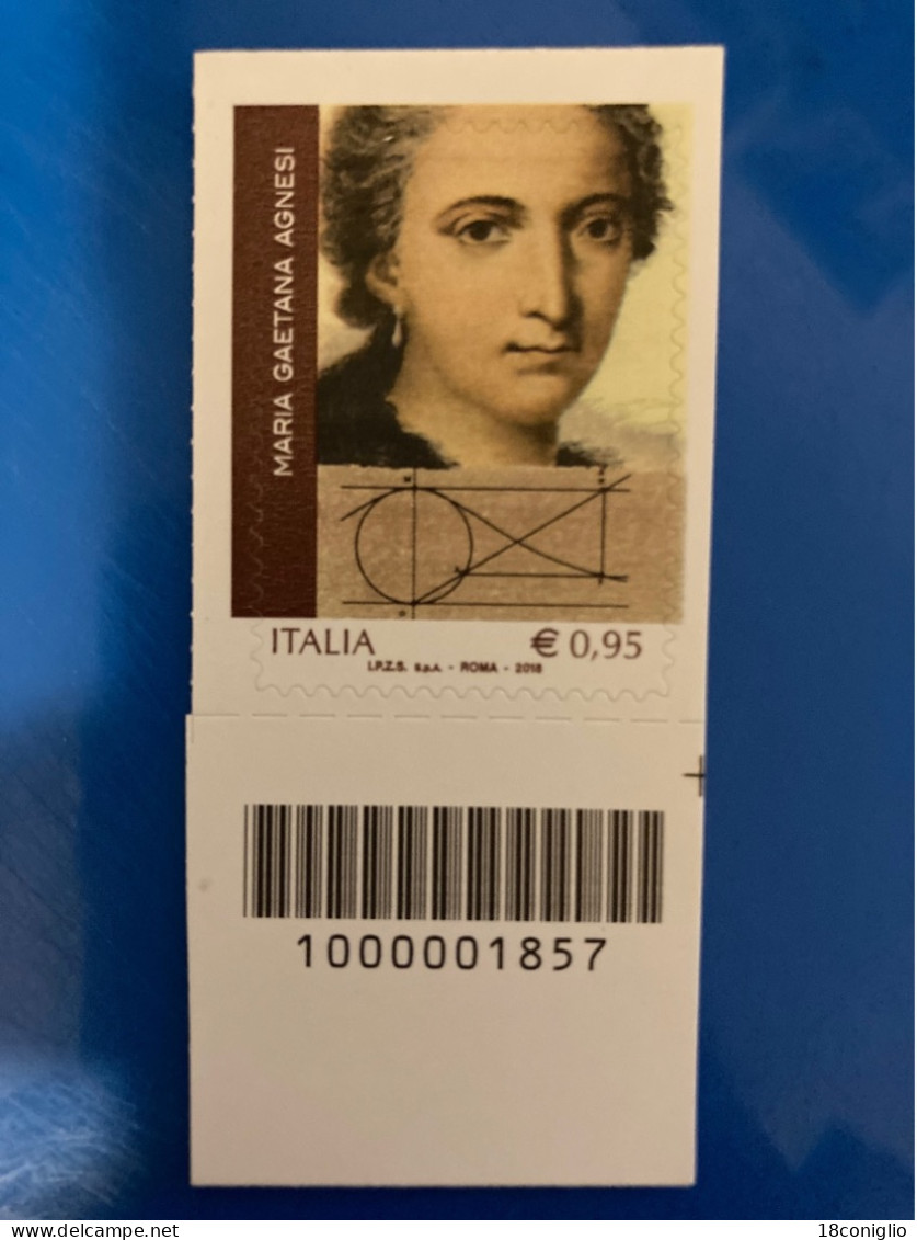 Italia 2018 Codice A Barre 1857 Maria Gaetana Agnesi - Code-barres