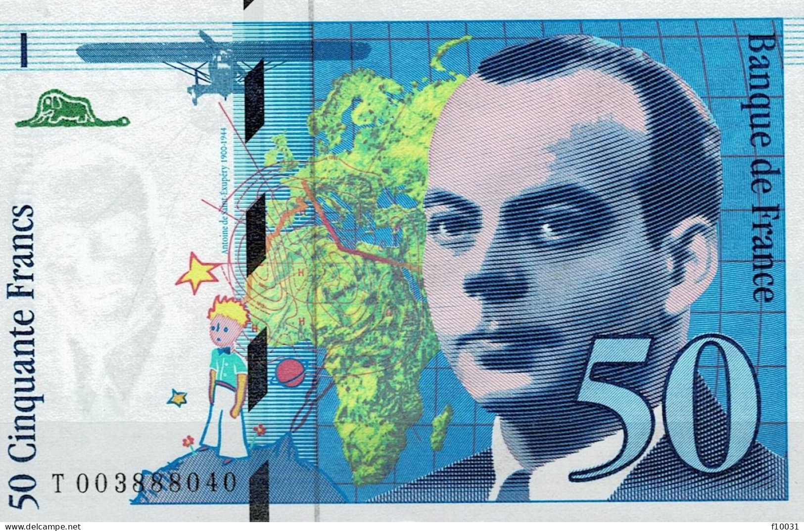 Billet FRANCE  50 Francs  1992  Neuf  T 003888040  Antoine De St Exupéry  (1900-1944) - 50 F 1976-1992 ''quentin De La Tour''