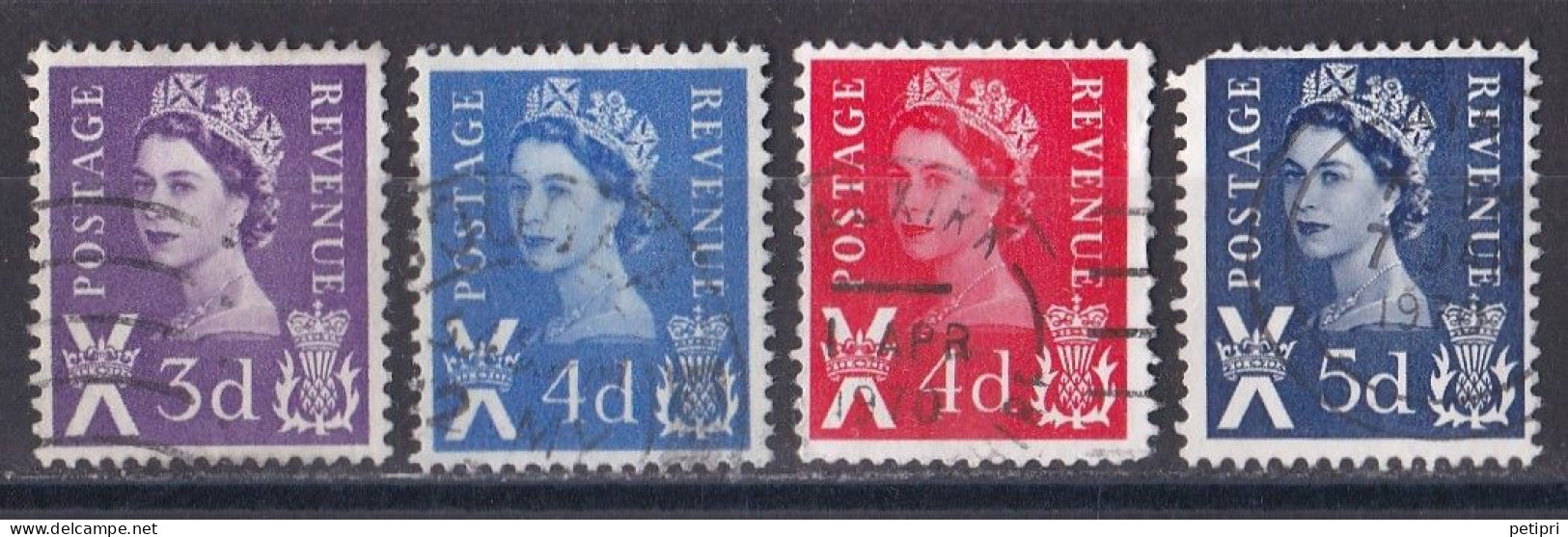 Grande Bretagne - 1952 - 1971 -  Elisabeth II -  Y&T N °  318   424   528   534  Oblitéré - Usados