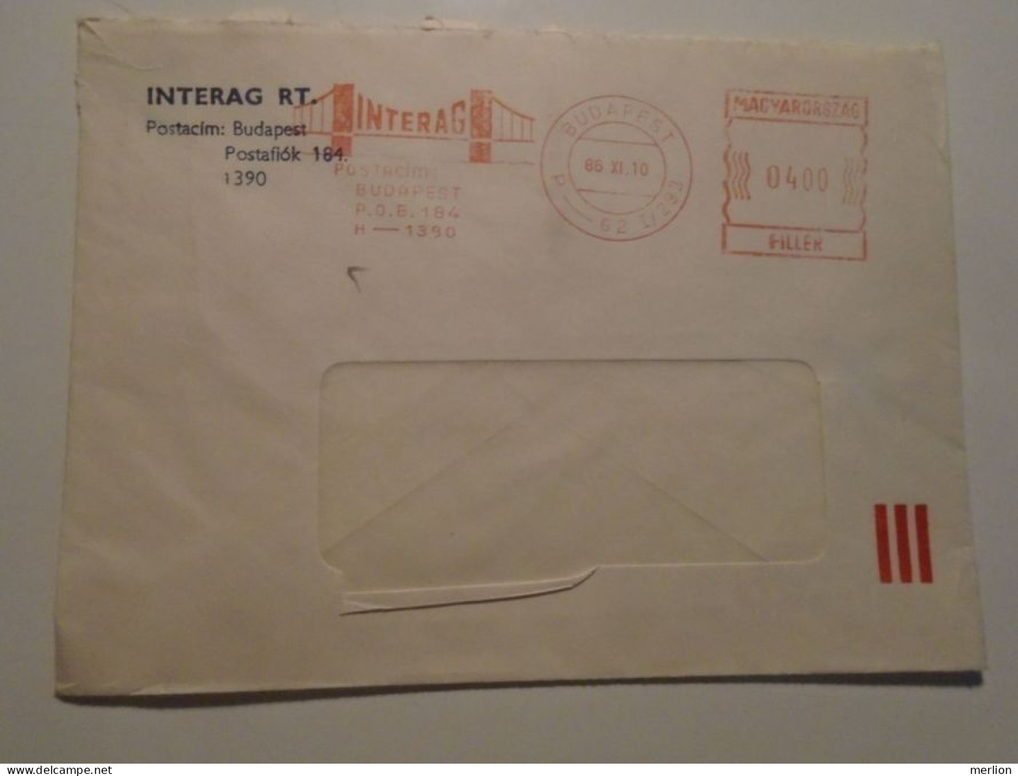 D201469  Hungary  Cover - EMA  Red Meter  -Freistempel -  INTERAG  Budapest  -  Székesfehérvár  1986 - Viñetas De Franqueo [ATM]