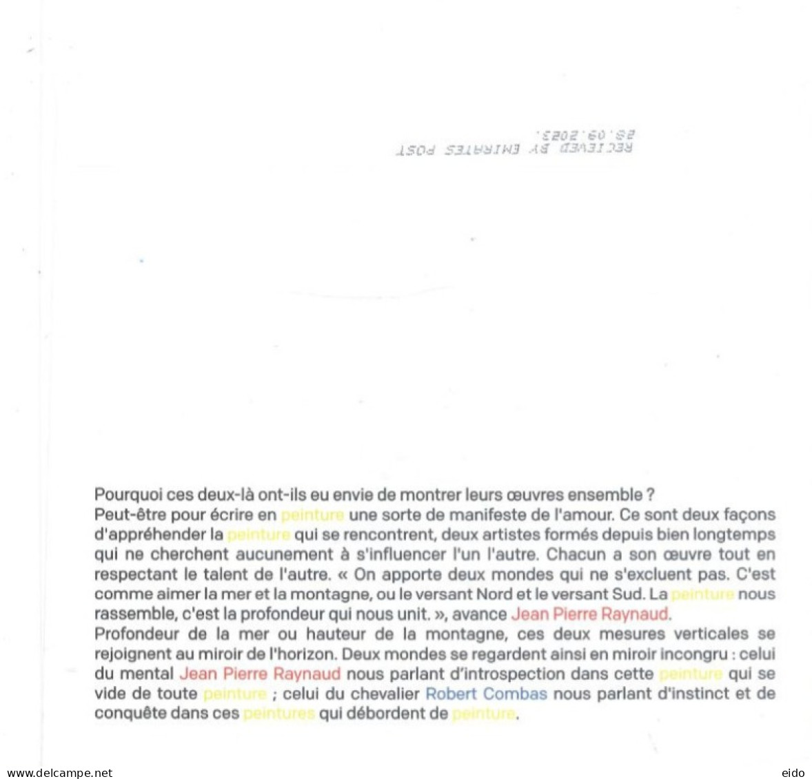 UNITED STATES  - 2023 - INTERNATIONAL POSTAL PAID LABEL COVER TO DUBAI.. - Cartas & Documentos