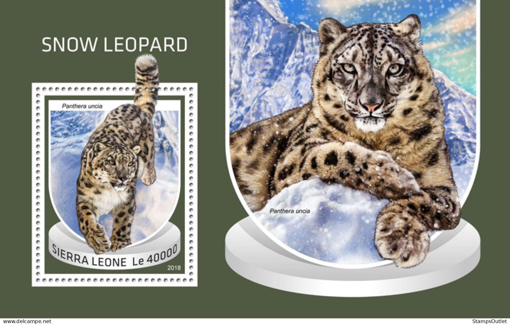 SIERRA LEONE 2018 MNH  Snow Leopard  Michel Code: 10080 / Bl.1524. Scott Code: 4927. Yvert&Tellier Code: 1507 - Sierra Leone (1961-...)