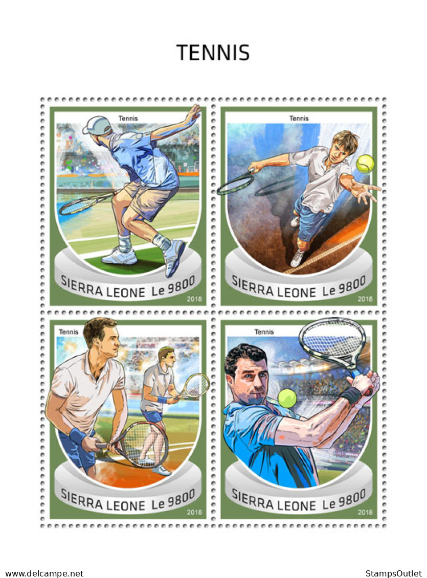 SIERRA LEONE 2018 MNH  Tennis  Michel Code: 10126-10129. Scott Code: 4922. Yvert&Tellier Code: 8198-8201 - Sierra Leone (1961-...)