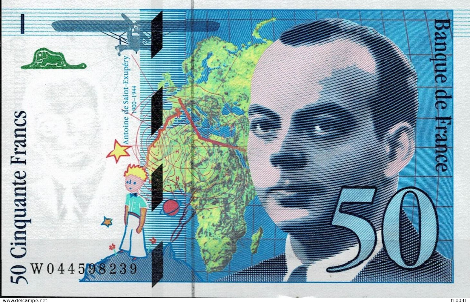 Billet FRANCE  50 Francs  1997  Neuf  W 044598239  Antoine De St Exupéry  (1900-1944) - 50 F 1976-1992 ''quentin De La Tour''