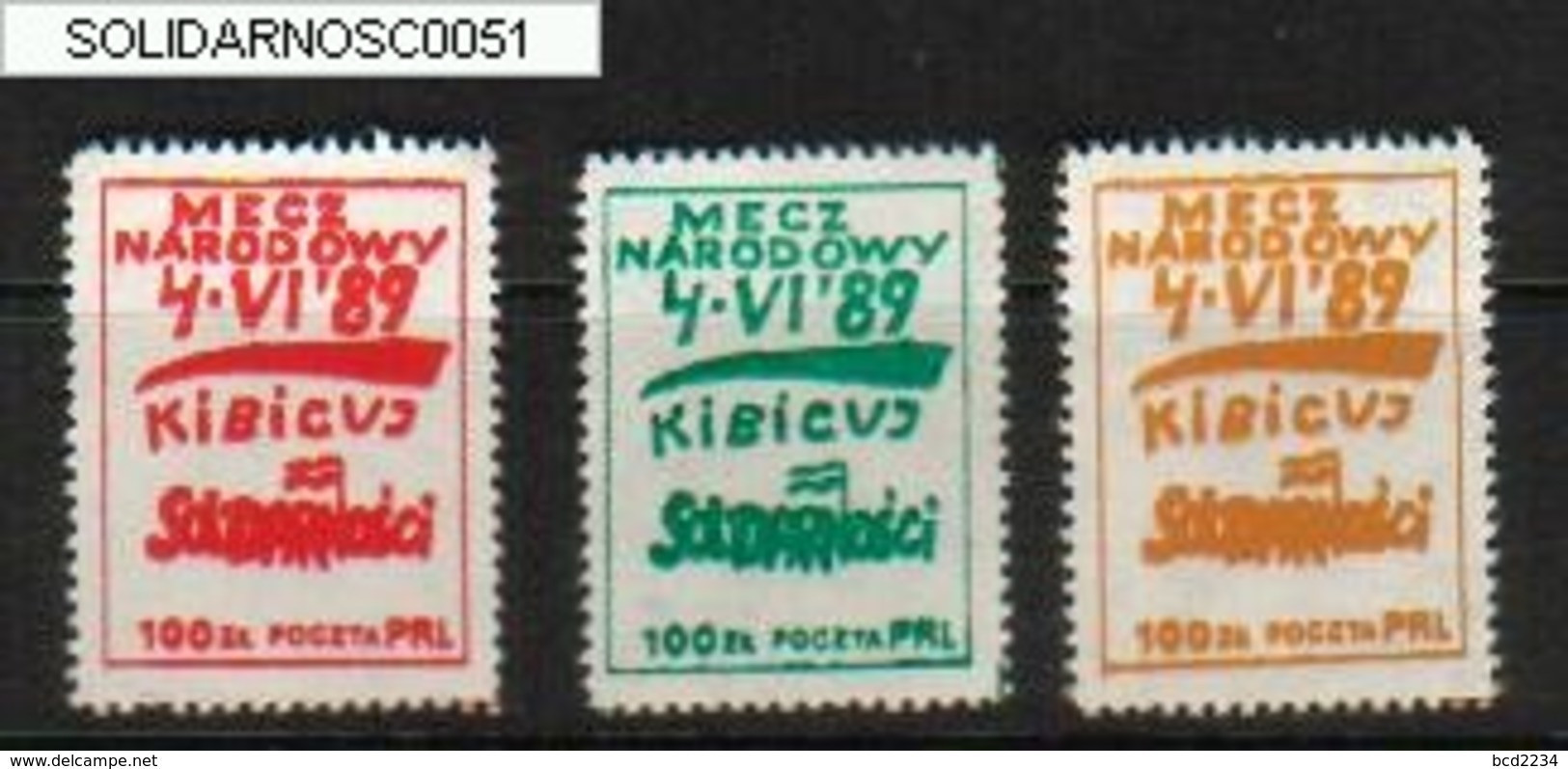 POLAND SOLIDARNOSC SOLIDARITY 1989 FREE ELECTIONS AGAINST COMMUNISM SET 1 PERFORATED SUPPORT HOME GAME 4 VI JUNE - Solidarnosc-Vignetten