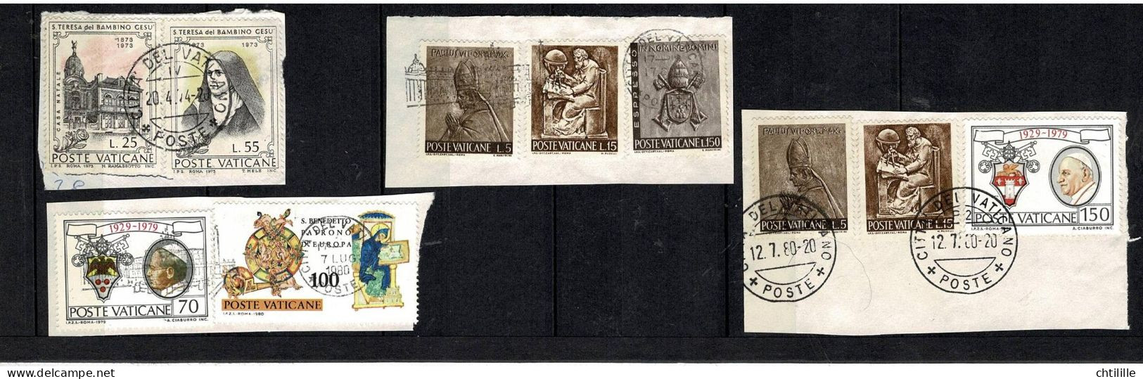 DT28 LOT DE 4 FRAGMENT DU VATICAN SOIT 10 TP OBLITERER - Oblitérés