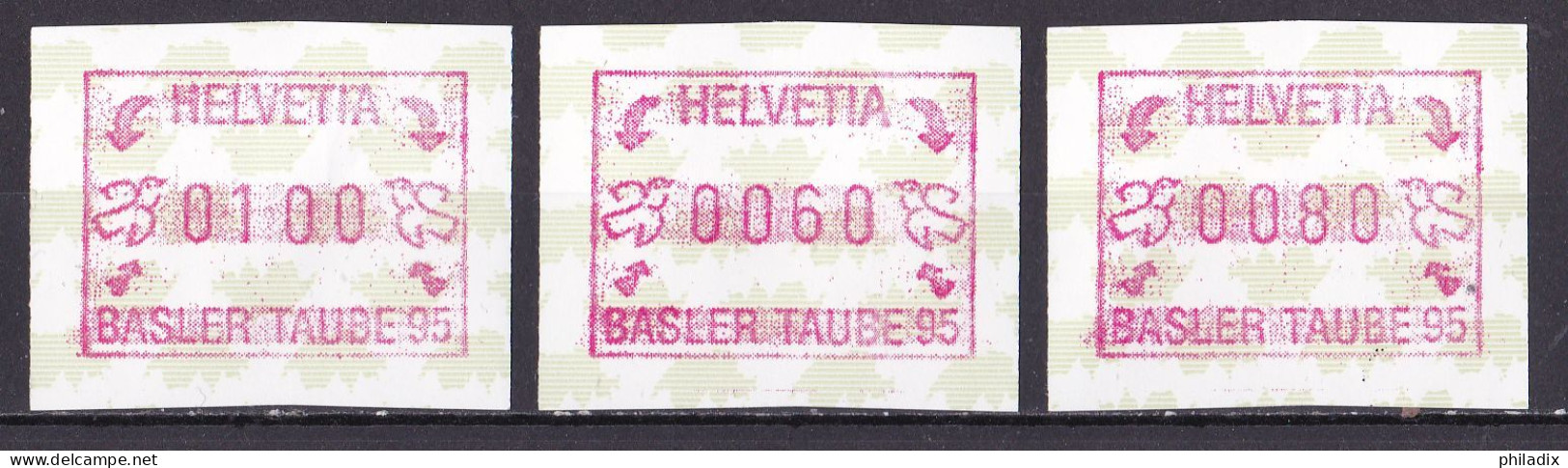 Schweiz ATM Satz Basler Taube '95 60/80/100 **/MNH (A-4-22) - Automatenzegels