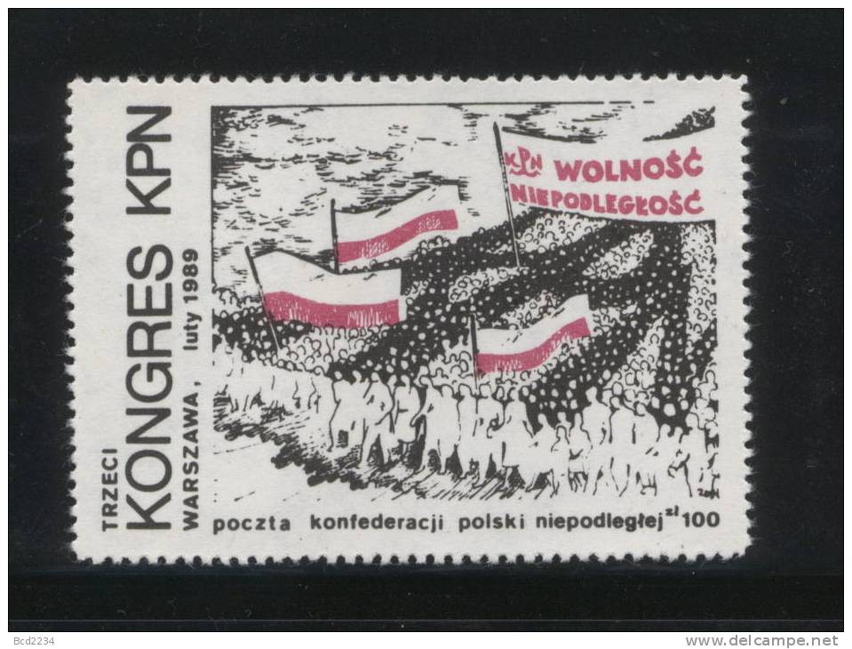 POLAND SOLIDARNOSC SOLIDARITY KPN 1989 3RD KPN CONGRESS POLISH PEOPLE MARCHING FOR FREEDOM & INDEPENDENCE FROM COMMUNISM - Viñetas Solidarnosc