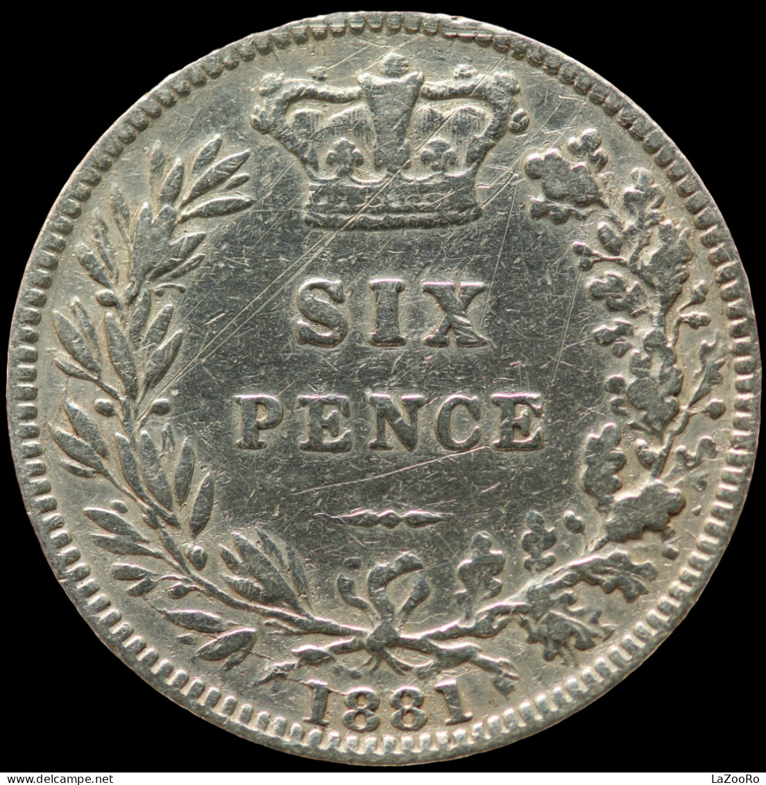 LaZooRo: Great Britain 6 Pence 1881 VF Die Crack - Silver - H. 6 Pence