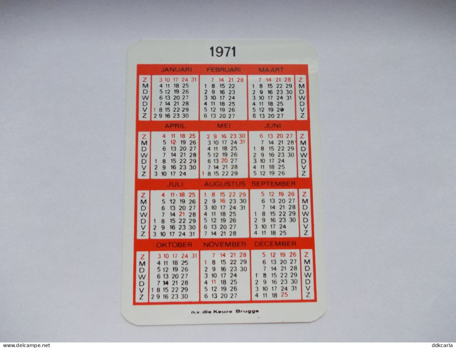 Kleine Kalender 1971 - Antwerpen Sint Andries Herenkleding - Small : 1971-80