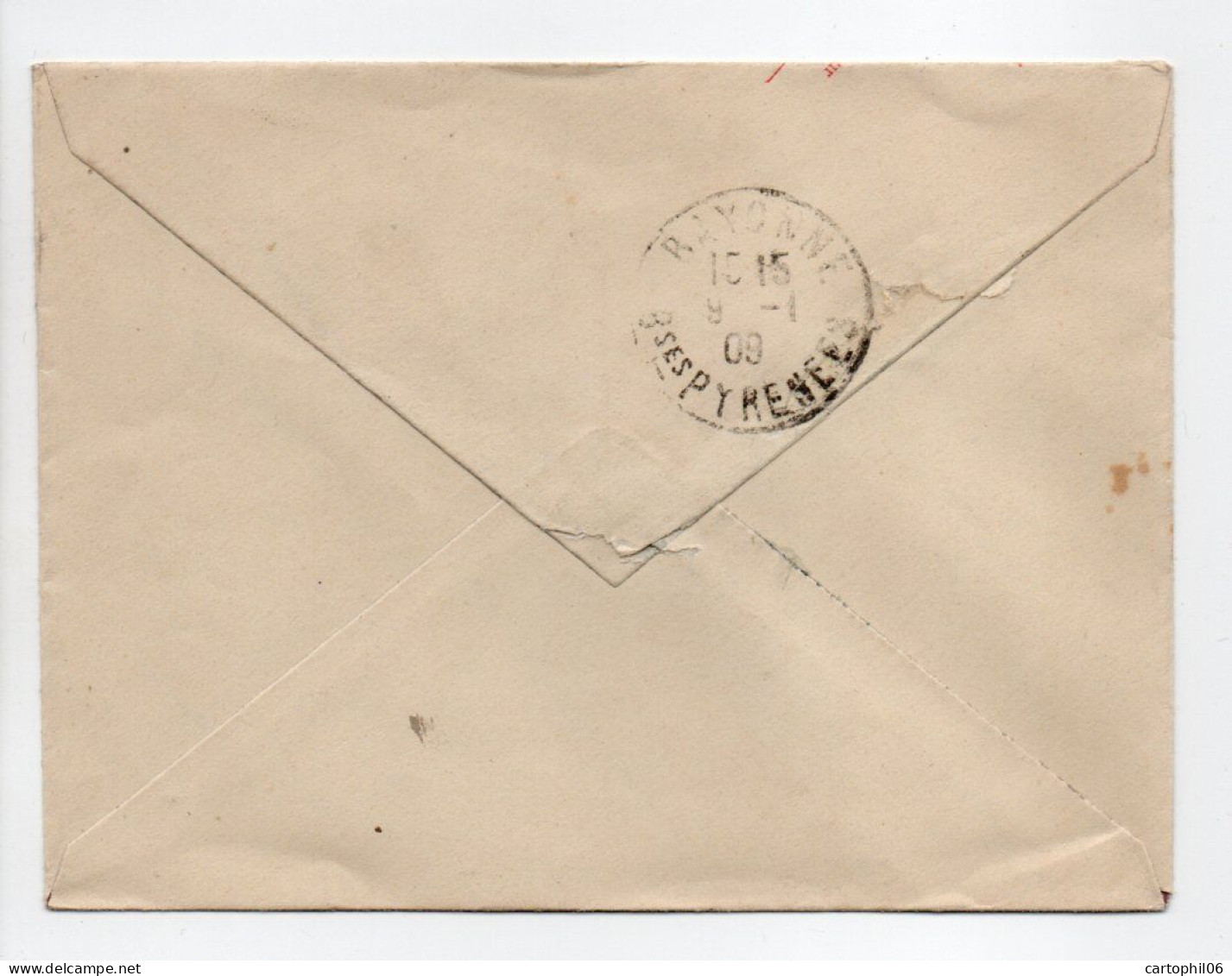 - Entier Postal CAMBO-LES-BAINS Pour BAYONNE 9.1.1909 - 10 C. Rose Semeuse Lignée - - Enveloppes Types Et TSC (avant 1995)