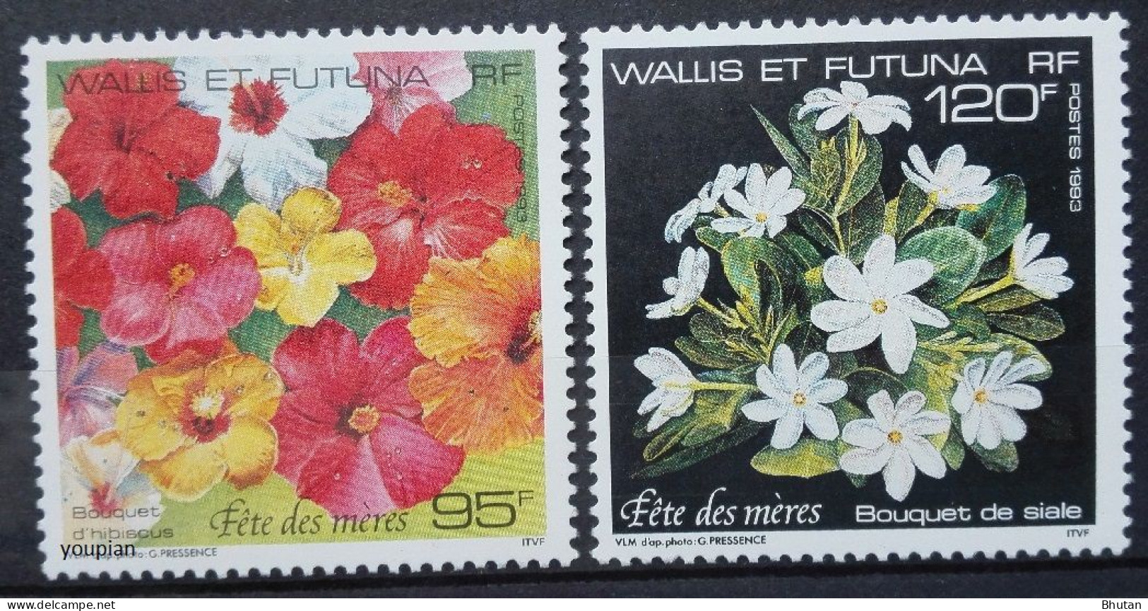 Wallis And Futuna 1993, Buquet And Flowers, MNH Stamps Set - Ongebruikt