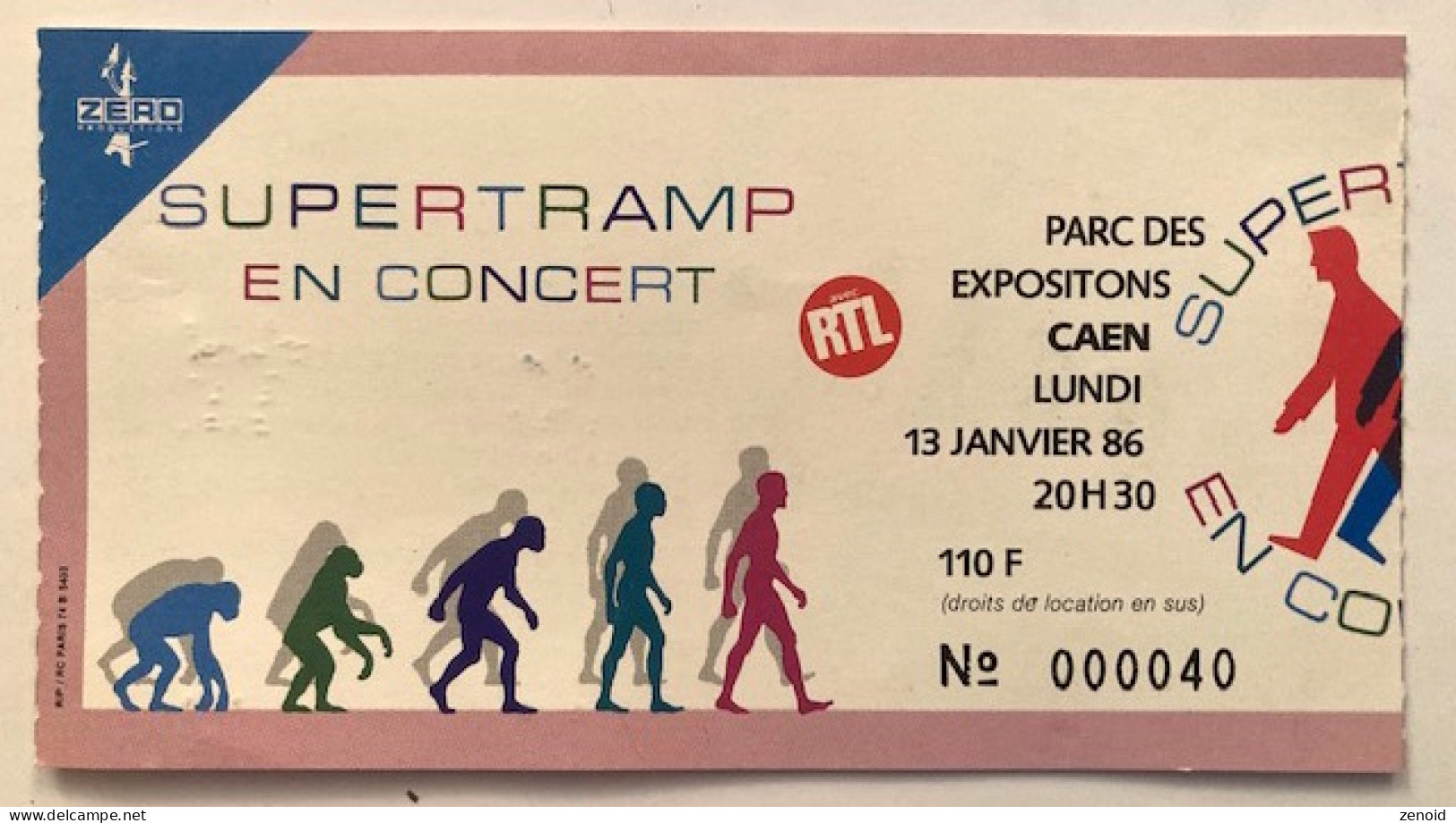 Billet Concert Supertramp - Caen : 13 Janvier 1986 - Biglietti Per Concerti