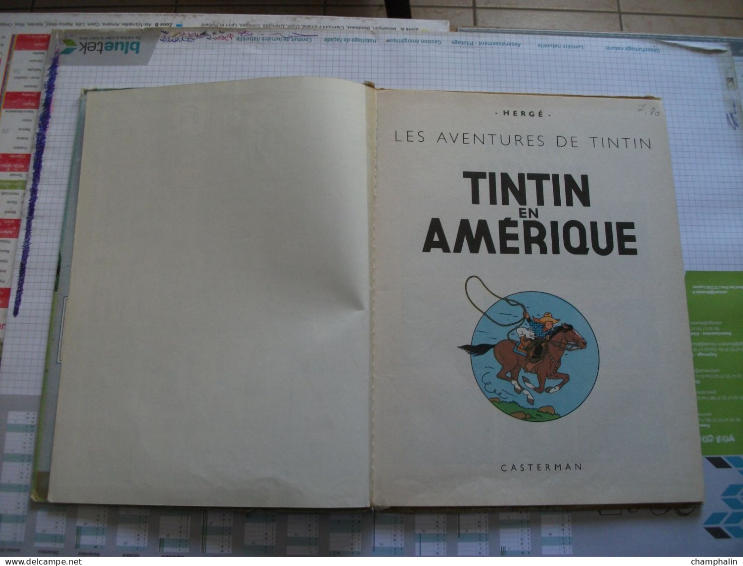 Hergé - Les Aventures de Tintin - Tintin en Amérique - Ed Casterman - Réf. Série B 36 (1966) - Voir état & description