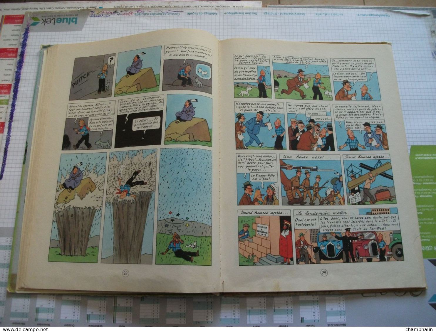 Hergé - Les Aventures de Tintin - Tintin en Amérique - Ed Casterman - Réf. Série B 36 (1966) - Voir état & description