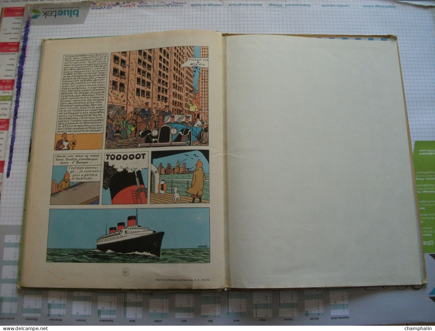 Hergé - Les Aventures de Tintin - Tintin en Amérique - Ed Casterman - Réf. Série B 36 (1966) - Voir état & description