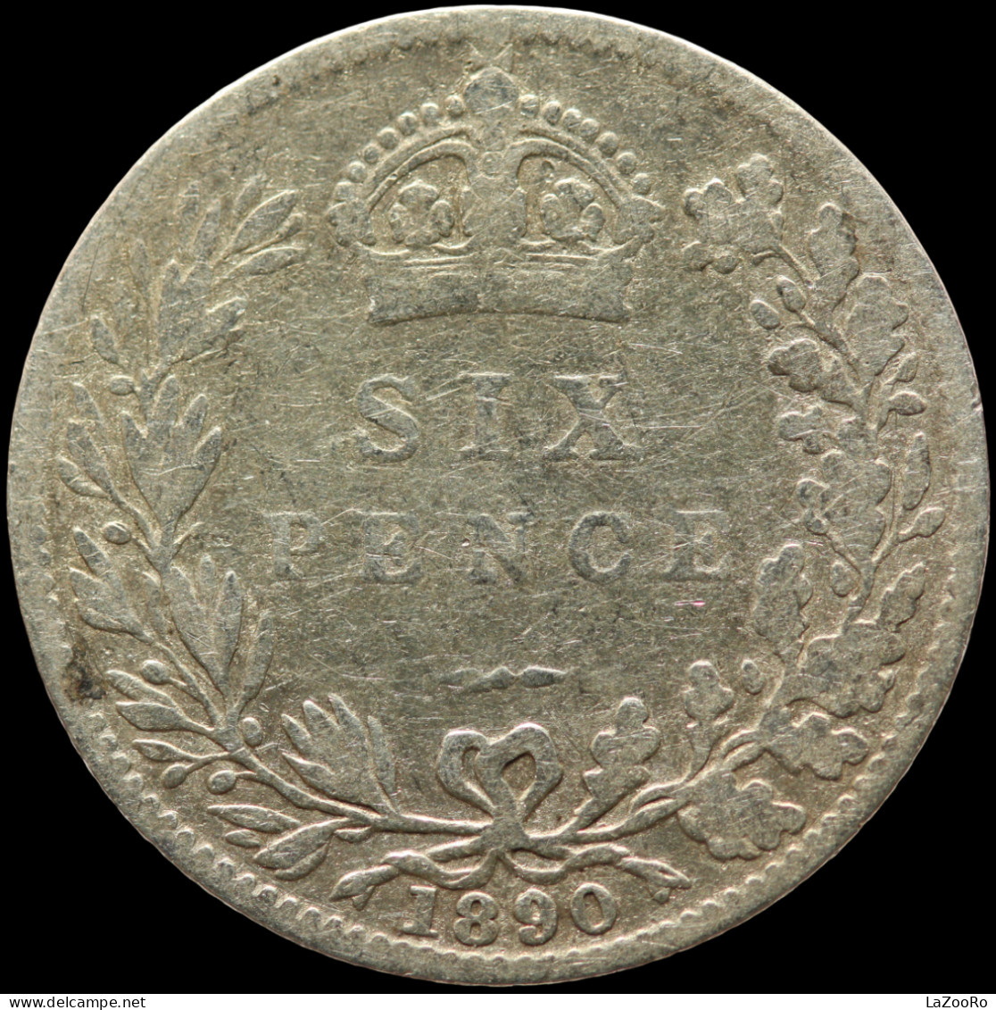 LaZooRo: Great Britain 6 Pence 1890 F - Silver - H. 6 Pence