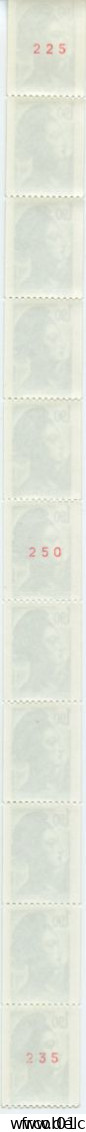 France, Yvert, Roulette N° 88**, 11 Timbres, Neuf, Liberté 1,90f, Vert, Non Plié, Luxe, MNH - Coil Stamps