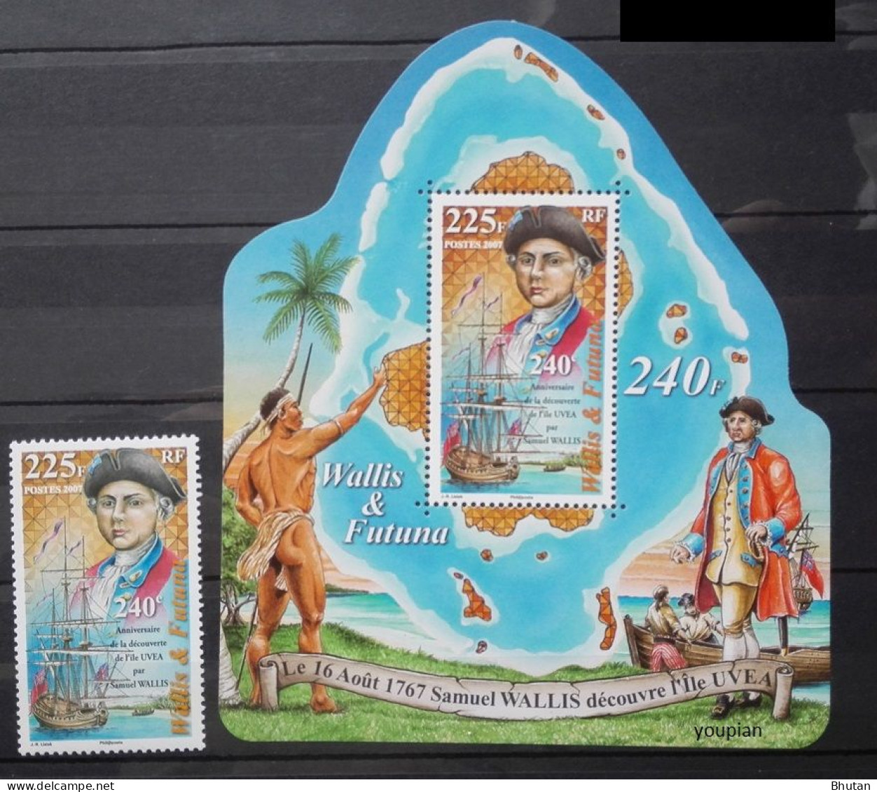 Wallis And Futuna 2007, 300th Ann. Of Discovery Of Walis And Futuna By Samuel Wallis, MNH Unusual S/S And Single Stamp - Unused Stamps